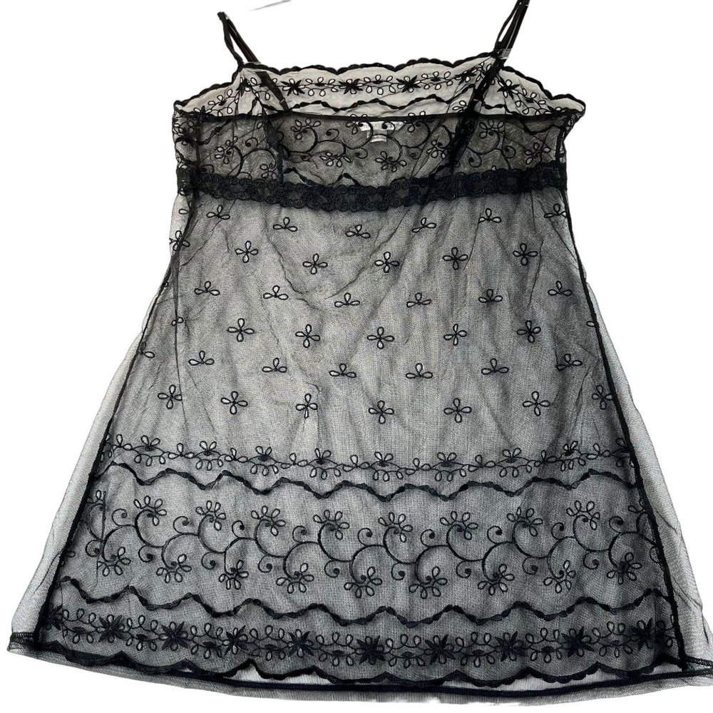 NWOT VS VICTORIAS SECRET Womens L Black Sheer Adjustable Straps Nightgown Nighty